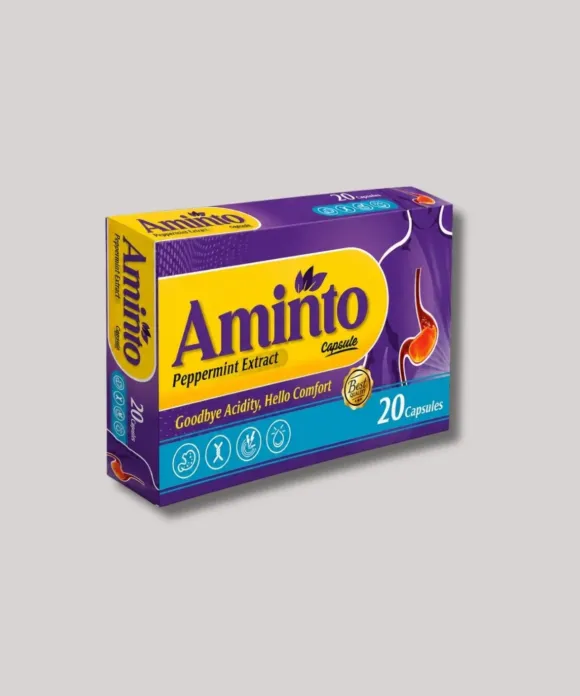 Aminto Capsule – Peppermint Extract Digestive Support (1 Box = 20 Capsules)